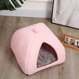 Maxbell Cat Warm House Dog Tent Sleeping Hut Kitty Anti Slip Calming Cave Pet Bed Pink M