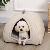 Maxbell Cat Warm House Dog Tent Sleeping Hut Kitty Anti Slip Calming Cave Pet Bed Gray L