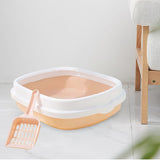 Maxbell Semienclosed Cat Toilet Stronger Durable Travel Litter Pan Cleaning Rabbit Pink, Cover, Spoon