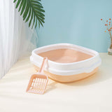 Maxbell Semienclosed Cat Toilet Stronger Durable Travel Litter Pan Cleaning Rabbit Pink, Cover, Spoon