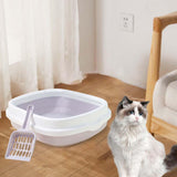 Maxbell Semienclosed Cat Toilet Stronger Durable Travel Litter Pan Cleaning Rabbit Grey