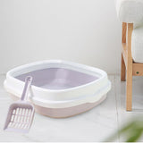 Maxbell Semienclosed Cat Toilet Stronger Durable Travel Litter Pan Cleaning Rabbit Grey