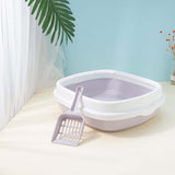 Maxbell Semienclosed Cat Toilet Stronger Durable Travel Litter Pan Cleaning Rabbit Grey