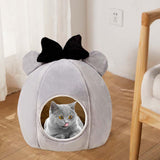 Maxbell Portable Cat Bed for Indoor Cats, Semi Enclosed Dog Kennel Kitten Cave Tent Gray