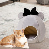 Maxbell Portable Cat Bed for Indoor Cats, Semi Enclosed Dog Kennel Kitten Cave Tent Gray