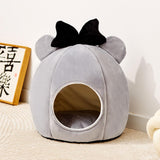 Maxbell Portable Cat Bed for Indoor Cats, Semi Enclosed Dog Kennel Kitten Cave Tent Gray