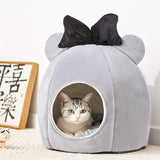 Maxbell Portable Cat Bed for Indoor Cats, Semi Enclosed Dog Kennel Kitten Cave Tent Gray