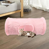 Maxbell Cat Tunnel Running Interactive Toys Built in Crinkle Paper for Indoor Cats Pink