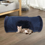 Maxbell Cat Tunnel Running Interactive Toys Built in Crinkle Paper for Indoor Cats Dark Blue