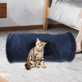 Maxbell Cat Tunnel Running Interactive Toys Built in Crinkle Paper for Indoor Cats Dark Blue