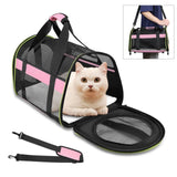 Maxbell Puppy Carrier Cat Carrier Ventilated 17.3x11x11inch Collapsible Practical Black Pink Mixed