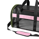 Maxbell Puppy Carrier Cat Carrier Ventilated 17.3x11x11inch Collapsible Practical Black Pink Mixed