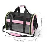 Maxbell Puppy Carrier Cat Carrier Ventilated 17.3x11x11inch Collapsible Practical Black Pink Mixed