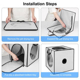 Maxbell Pet Cats Dogs Hair Drying Box Foldable Dryer Case Drying Room Lightweight Grey
