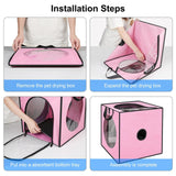 Maxbell Pet Cats Dogs Hair Drying Box Foldable Dryer Case Drying Room Lightweight Pink