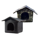 Maxbell Portable Outdoor Cat House Weatherproof Pet Bed Kitten House Winter Black