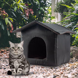 Maxbell Portable Outdoor Cat House Weatherproof Pet Bed Kitten House Winter Black