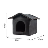 Maxbell Portable Outdoor Cat House Weatherproof Pet Bed Kitten House Winter Black