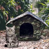 Maxbell Portable Outdoor Cat House Weatherproof Pet Bed Kitten House Winter Green