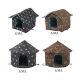 Maxbell Oxford Cloth Outdoor Feral Cats Warm House Waterproof Bed Kennel Tent Winter Square S Black