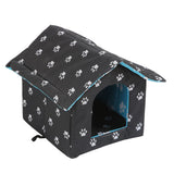 Maxbell Oxford Cloth Outdoor Feral Cats Warm House Waterproof Bed Kennel Tent Winter Square S Black