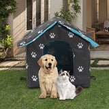 Maxbell Oxford Cloth Outdoor Feral Cats Warm House Waterproof Bed Kennel Tent Winter Square S Black