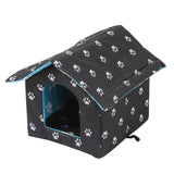 Maxbell Oxford Cloth Outdoor Feral Cats Warm House Waterproof Bed Kennel Tent Winter square shaped m Black