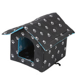 Maxbell Oxford Cloth Outdoor Feral Cats Warm House Waterproof Bed Kennel Tent Winter Square l Size black