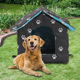 Maxbell Oxford Cloth Outdoor Feral Cats Warm House Waterproof Bed Kennel Tent Winter Square l Size black