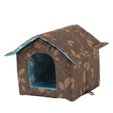 Maxbell Oxford Cloth Outdoor Feral Cats Warm House Waterproof Bed Kennel Tent Winter Square S Brown