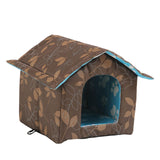 Maxbell Oxford Cloth Outdoor Feral Cats Warm House Waterproof Bed Kennel Tent Winter Square S Brown