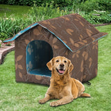 Maxbell Oxford Cloth Outdoor Feral Cats Warm House Waterproof Bed Kennel Tent Winter Square S Brown