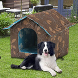 Maxbell Oxford Cloth Outdoor Feral Cats Warm House Waterproof Bed Kennel Tent Winter Square S Brown