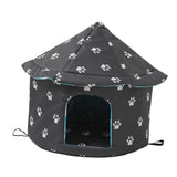 Maxbell Oxford Cloth Outdoor Feral Cats Warm House Waterproof Bed Kennel Tent Winter Round S Black