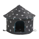 Maxbell Oxford Cloth Outdoor Feral Cats Warm House Waterproof Bed Kennel Tent Winter Round S Black