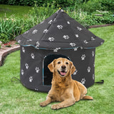 Maxbell Oxford Cloth Outdoor Feral Cats Warm House Waterproof Bed Kennel Tent Winter Round S Black