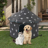 Maxbell Oxford Cloth Outdoor Feral Cats Warm House Waterproof Bed Kennel Tent Winter Round S Black