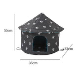 Maxbell Oxford Cloth Outdoor Feral Cats Warm House Waterproof Bed Kennel Tent Winter Round S Black
