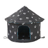 Maxbell Oxford Cloth Outdoor Feral Cats Warm House Waterproof Bed Kennel Tent Winter Round M Black