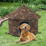 Maxbell Oxford Cloth Outdoor Feral Cats Warm House Waterproof Bed Kennel Tent Winter Round M Brown
