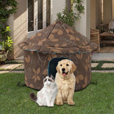 Maxbell Oxford Cloth Outdoor Feral Cats Warm House Waterproof Bed Kennel Tent Winter Round L Brown