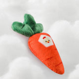 Maxbell Funny Carrot Plush Toy for Dogs Vegetable Fruit Pulling Carrots Plaything 6 Holes