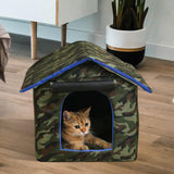 Maxbell Waterproof Outdoor Pet House Sleeping Bed Nest for Stray Cat Kitten Green S