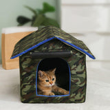 Maxbell Waterproof Outdoor Pet House Sleeping Bed Nest for Stray Cat Kitten Green S