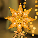 Maxbell 3D Christmas Tree Topper LED String Lights Home Ornament Indoor Lighted Star Warm Light 20x18cm