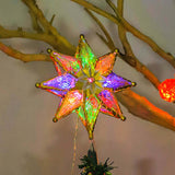 Maxbell 3D Christmas Tree Topper LED String Lights Home Ornament Indoor Lighted Star Colorful 20x18cm