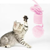 Maxbell Cat Toy Ball Spring Toy Hanging with Bell  Cats Chewing Pink