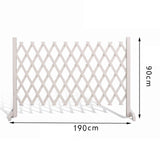 Maxbell Wooden Dog Gate Door Expanding Folding Fence Accessory Professional Foldable 190cmx90cm White