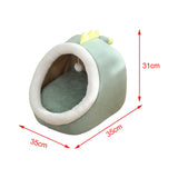 Maxbell Cute Cave Bed Dog Warm with Ball Toy No Deformation for Kitten Rabbit Puppy 35x35x31cm Green