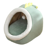 Maxbell Cute Cave Bed Dog Warm with Ball Toy No Deformation for Kitten Rabbit Puppy 35x35x31cm Green